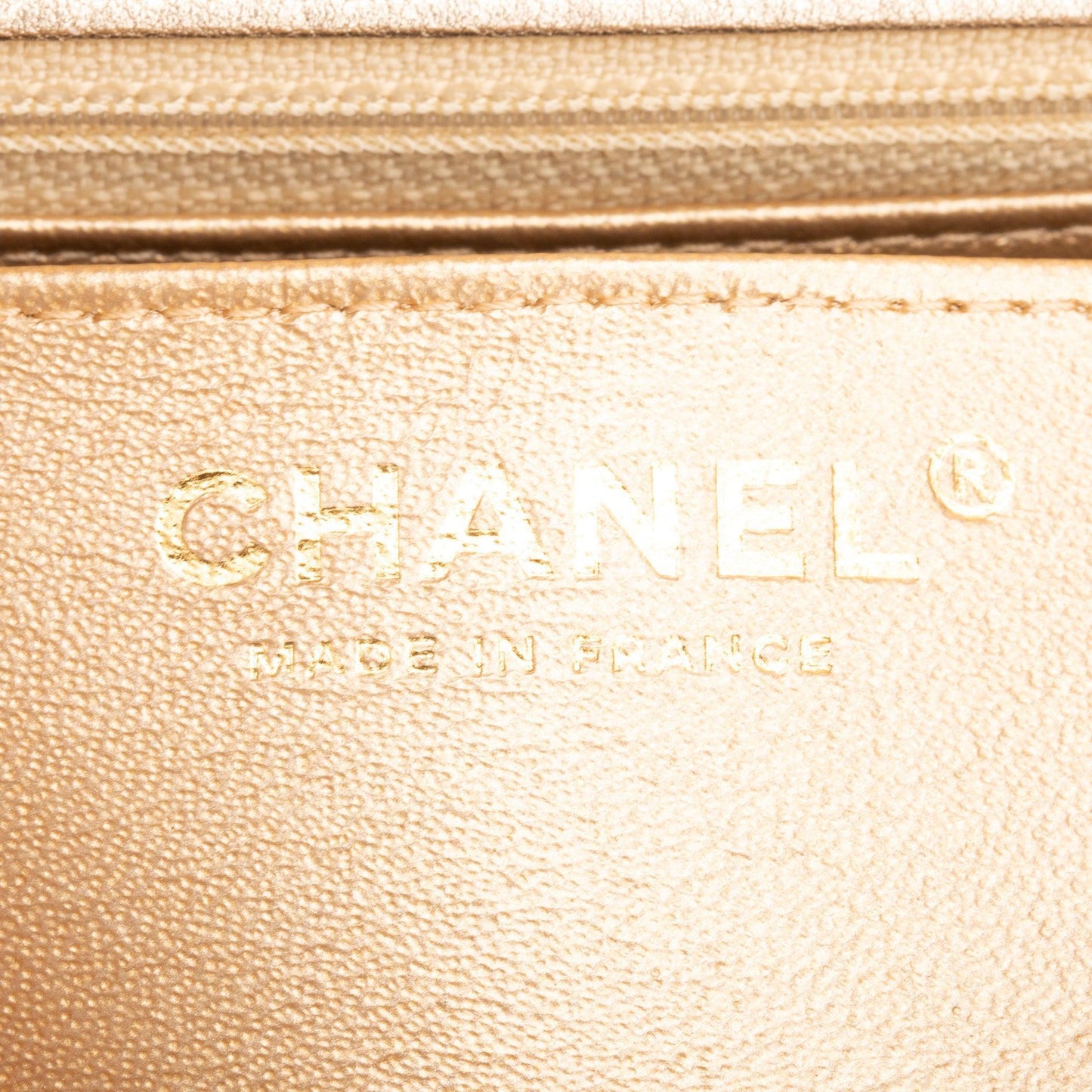 Chanel 2020 Metallic Gold Quilted CalfskinLeather Classic Mini Rectangular Flap Bag
