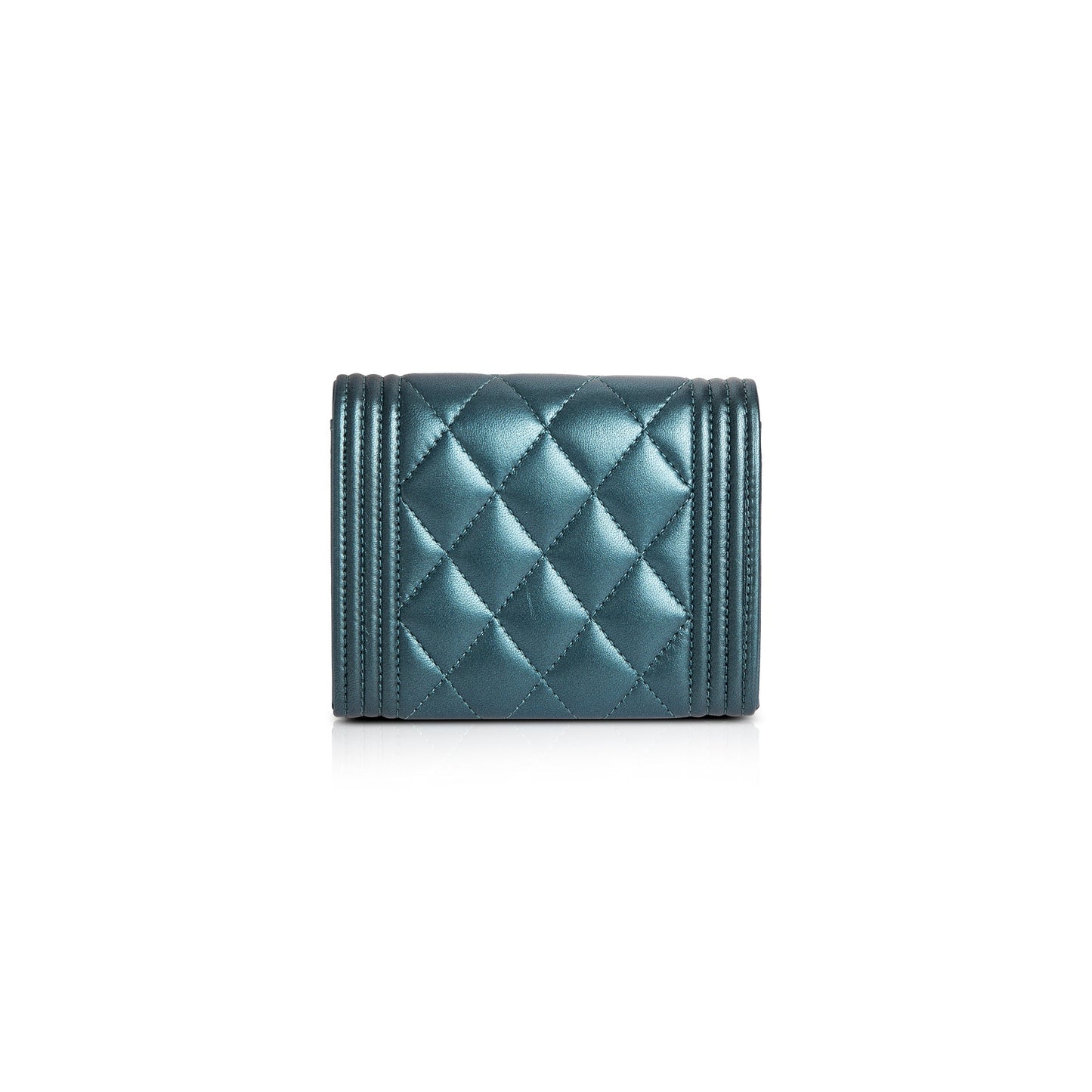 Chanel 2020 Metallic Lambskin Boy Flap Card Holder