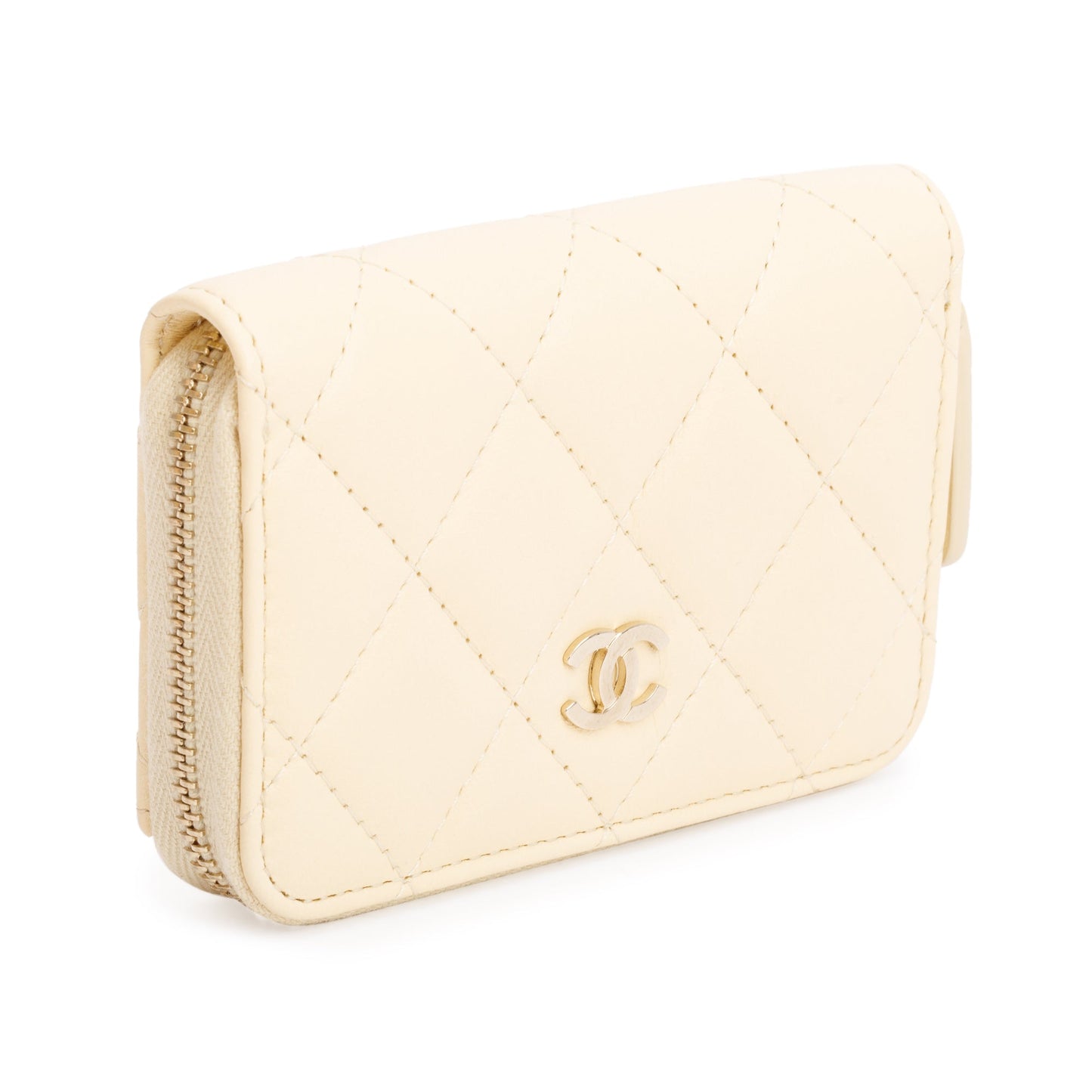 Chanel 2020 Neutral Calfskin Leather Classic Zipped Coin Purse