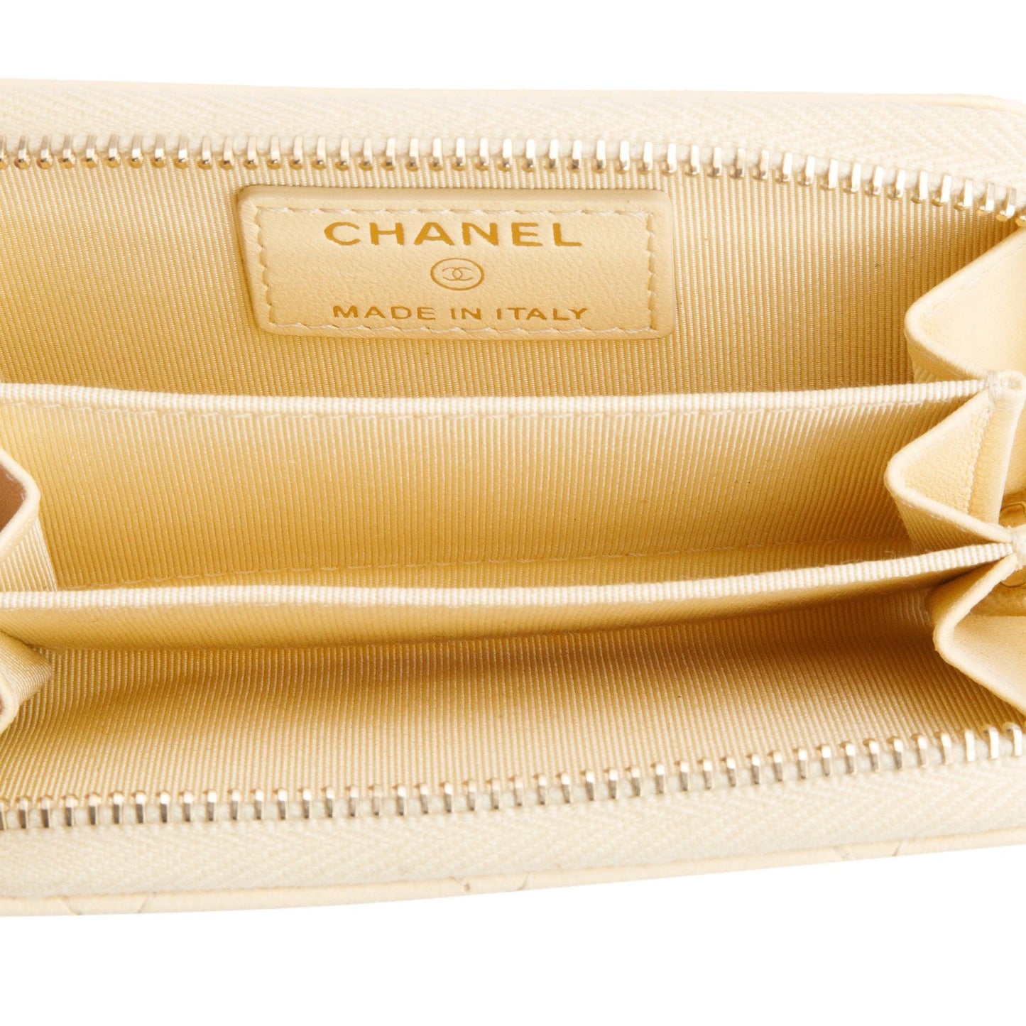Chanel 2020 Neutral Calfskin Leather Classic Zipped Coin Purse