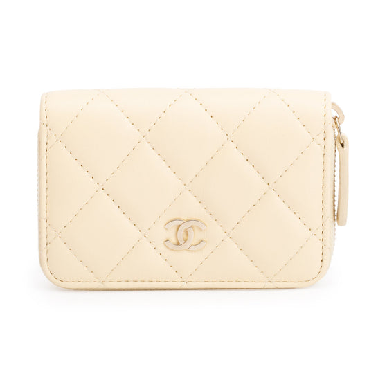 Chanel 2020 Neutral Calfskin Leather Classic Zipped Coin Purse