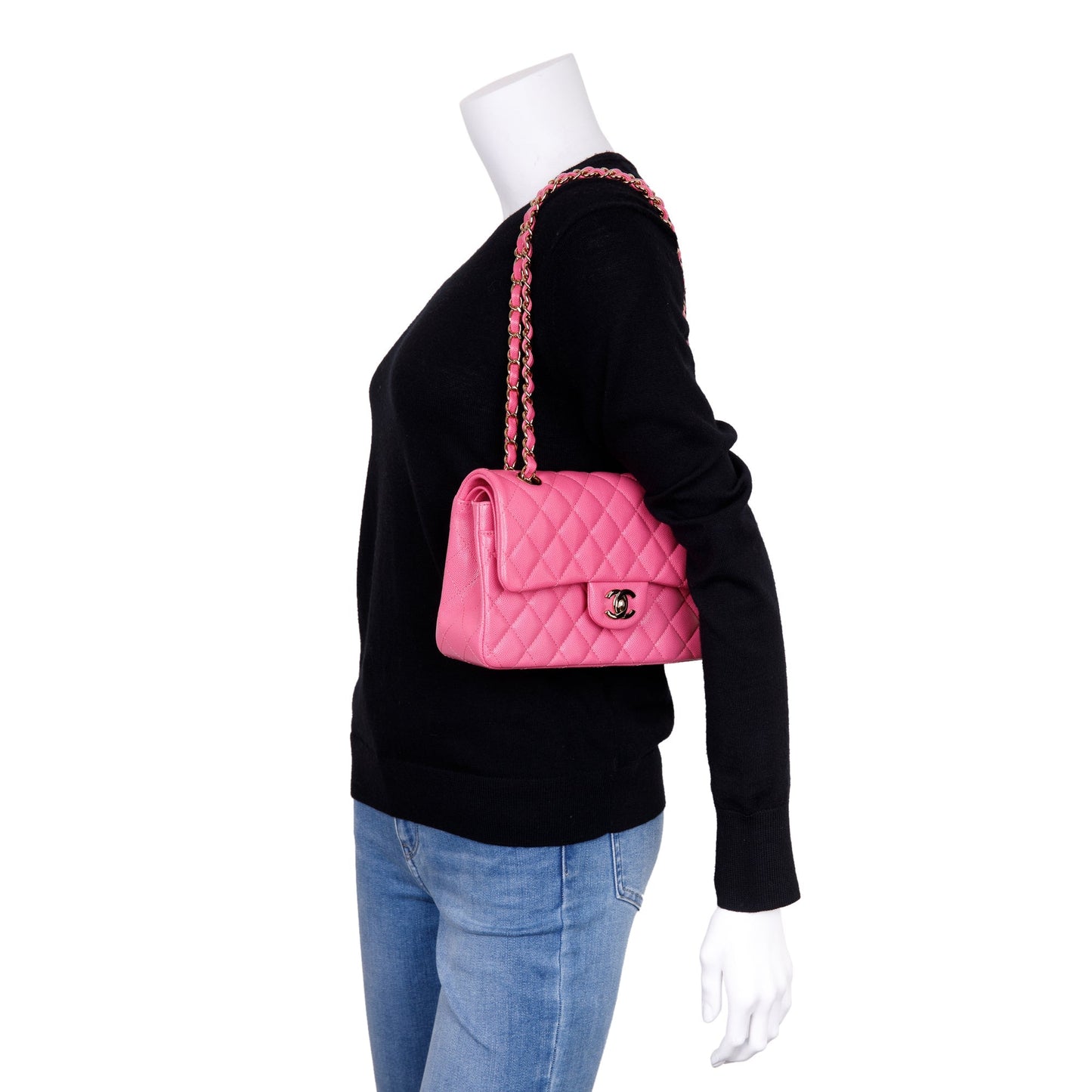 Chanel 2020 Pink Caviar Small Classic Double Flap Bag