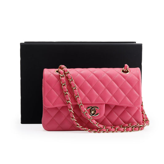 Chanel 2020 Pink Caviar Small Classic Double Flap Bag