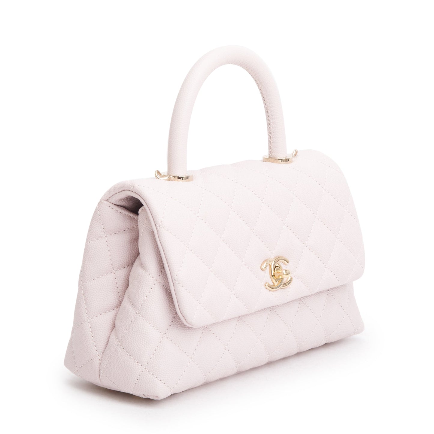 Chanel 2020 Pink Quilted Caviar Leather Small Coco Handle Bag