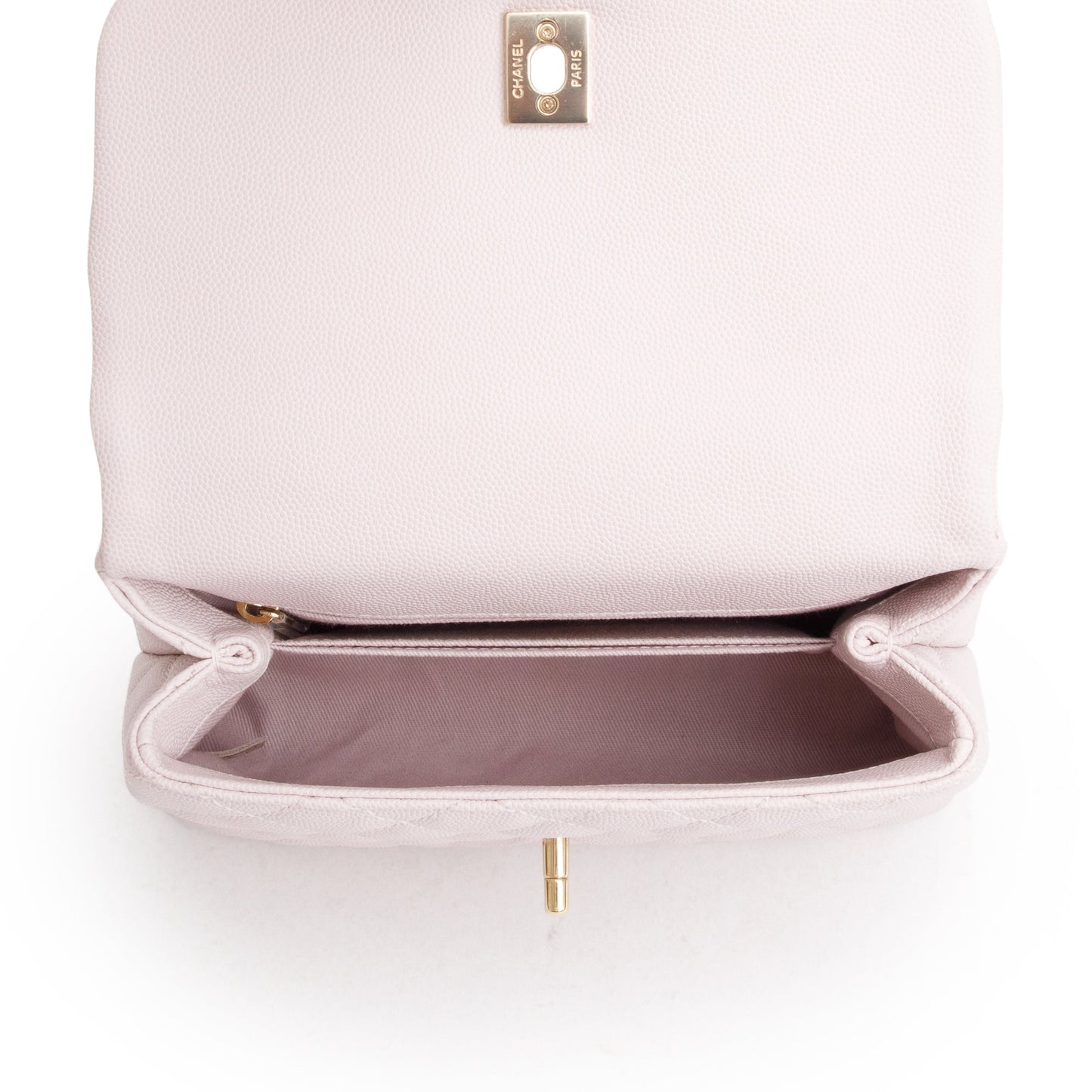 Chanel 2020 Pink Quilted Caviar Leather Small Coco Handle Bag