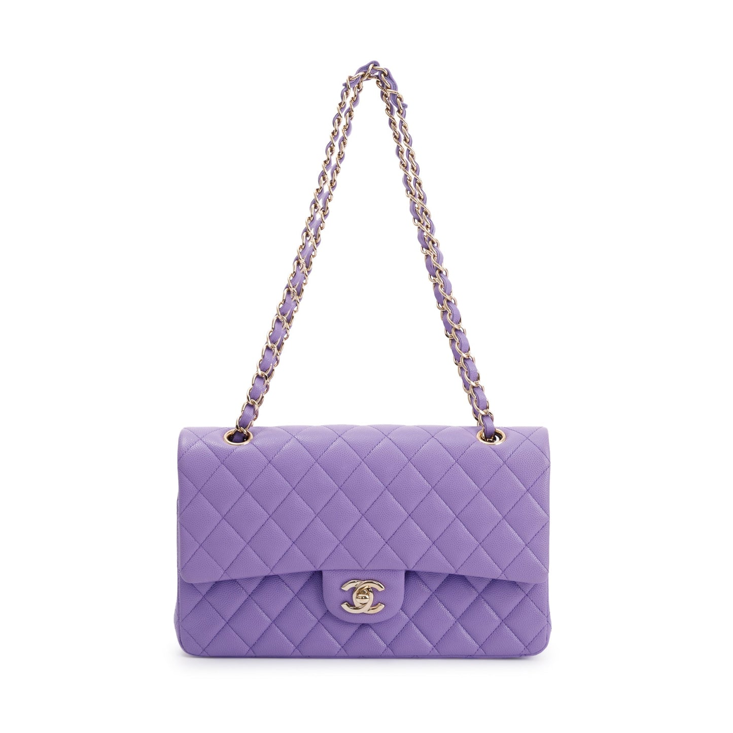 Chanel 2020 Purple Caviar Classic Medium Double Flap Bag