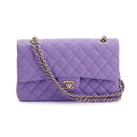 Chanel 2020 Purple Caviar Classic Medium Double Flap Bag
