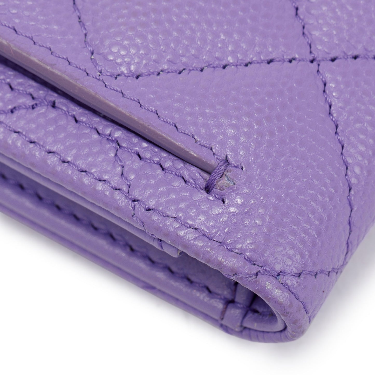 Chanel 2020 Purple Caviar Compact Wallet