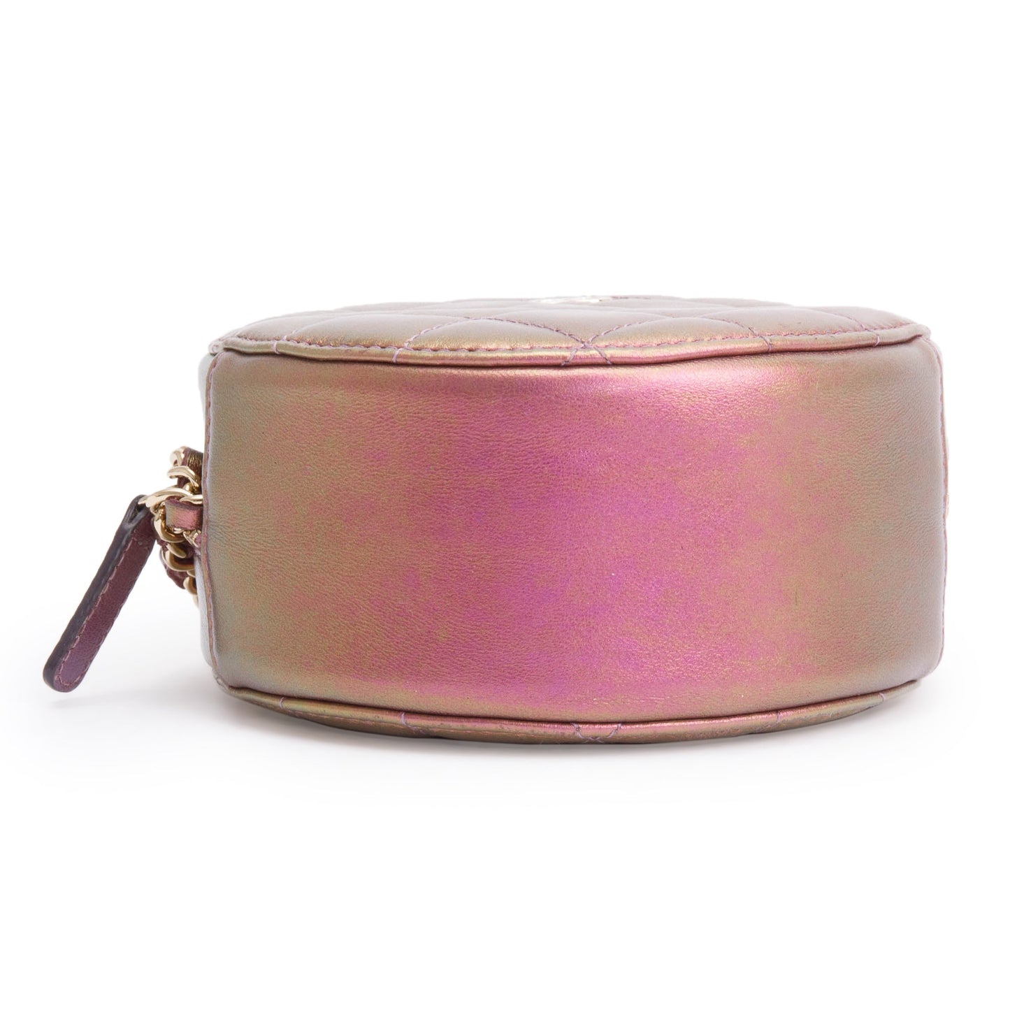 Chanel 2020 Purple Iridescent Calfskin Leather Round CC Chain Crossbody Bag