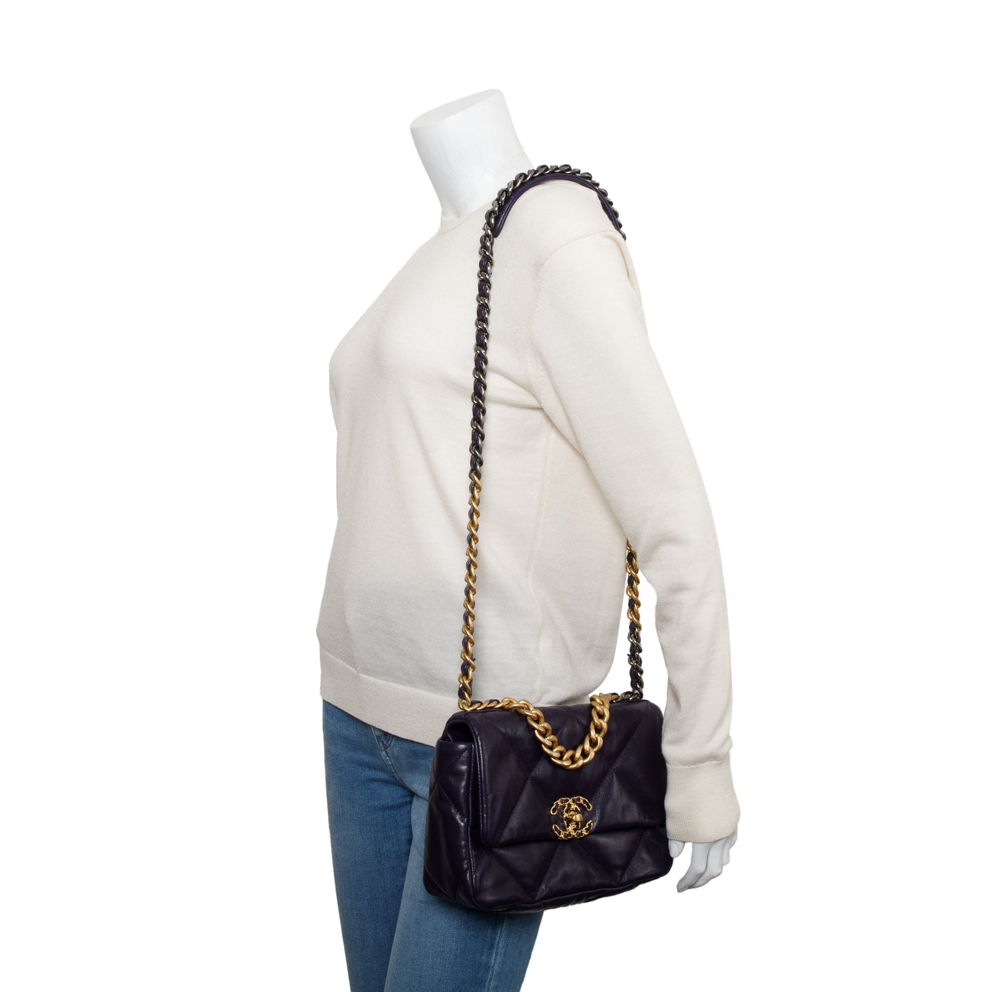 Chanel 2020 Purple Lambskin Leather Medium 19 Flap Bag