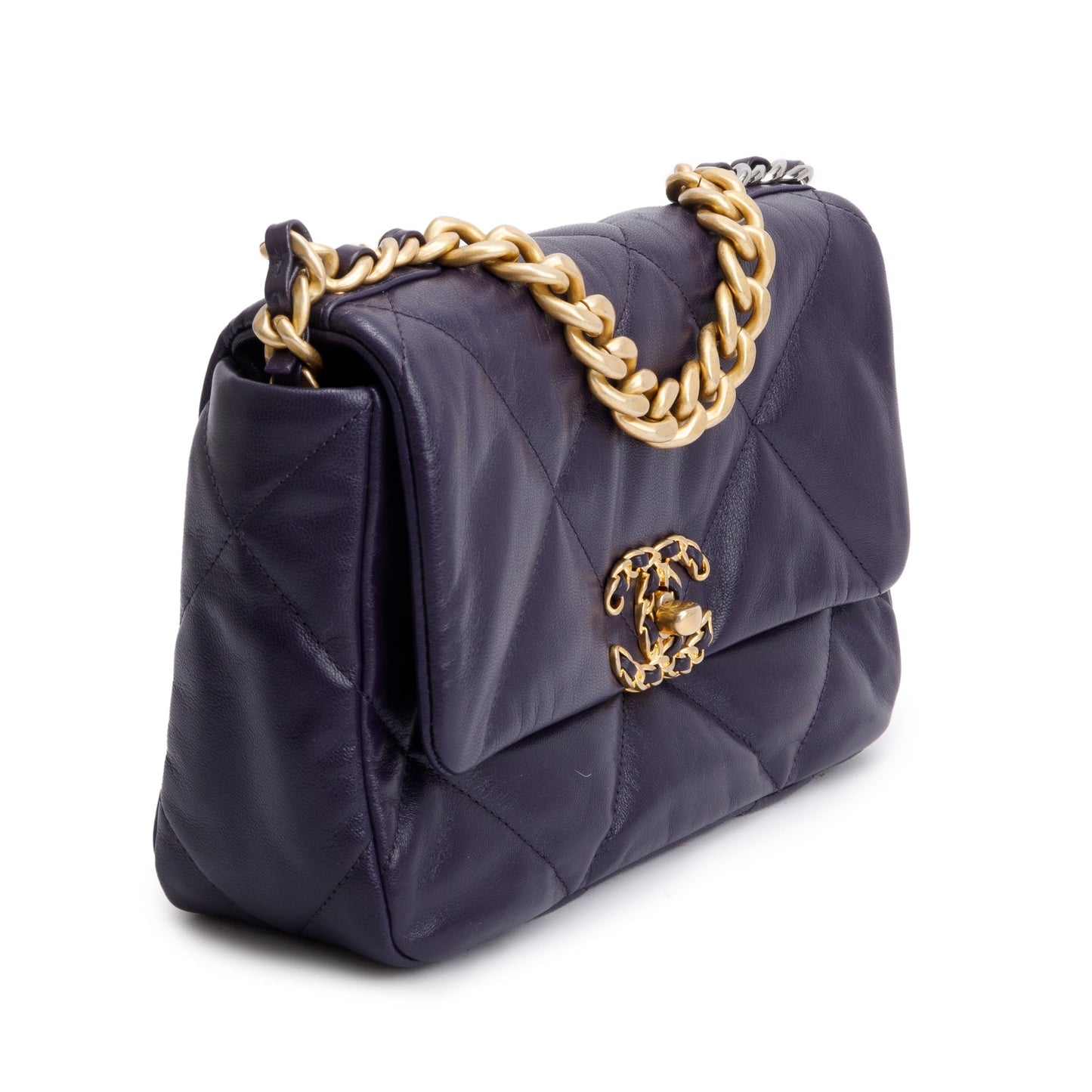 Chanel 2020 Purple Lambskin Leather Medium 19 Flap Bag