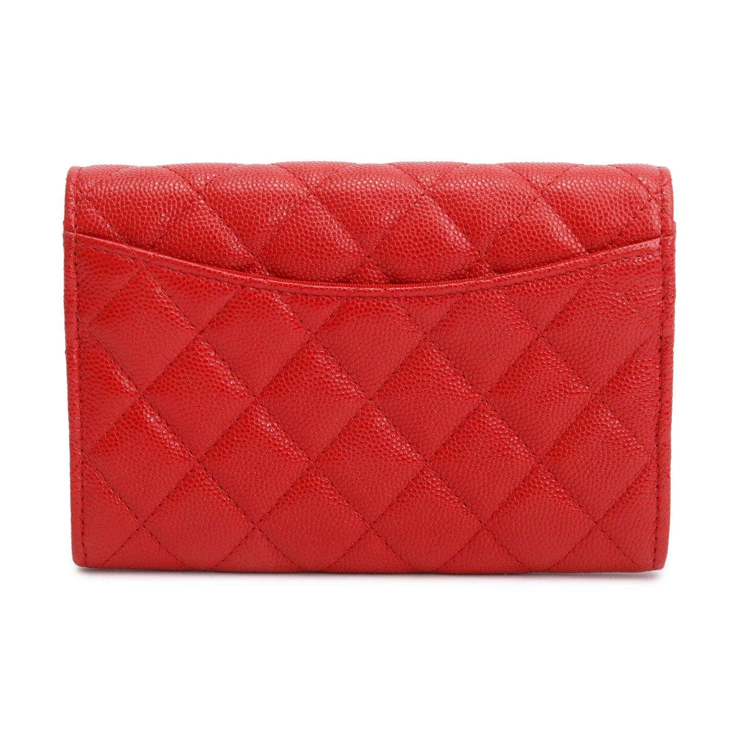 Chanel 2020 Red Caviar Leather Medium Classic Flap Wallet