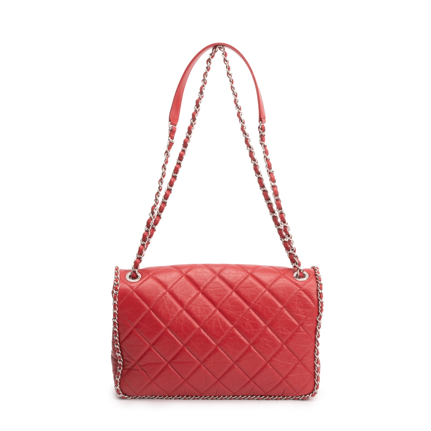 Chanel 2020 Red Quilted Calfskin Leather Large Running Chain Flap Bag