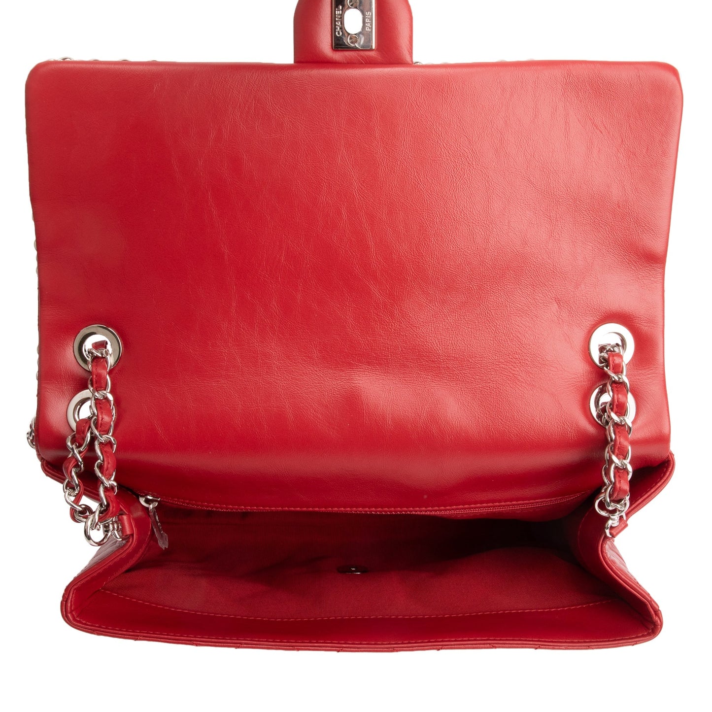 Chanel 2020 Red Quilted Calfskin Leather Large Running Chain Flap Bag