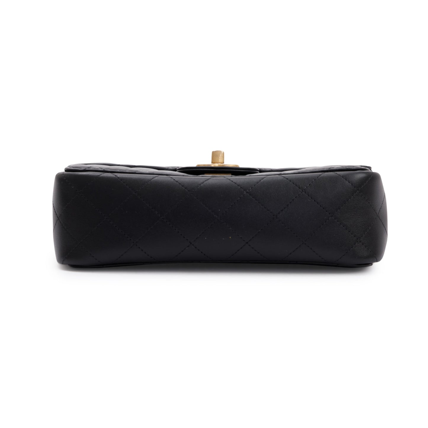 Chanel 2020 Small Black Lambskin Strap Into Flap Bag