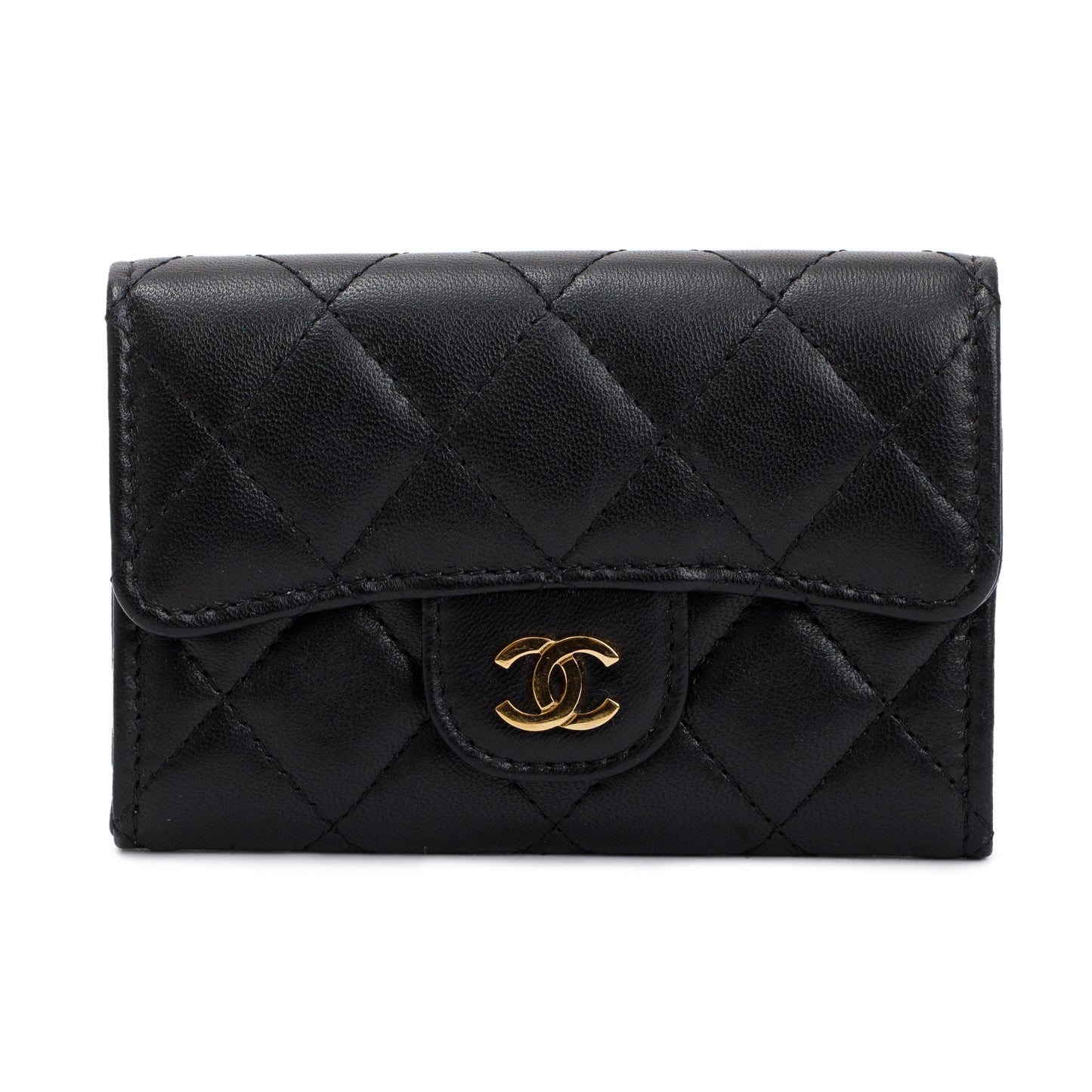 Chanel 2021 Black Caviar Leather Classic Flap Card Holder
