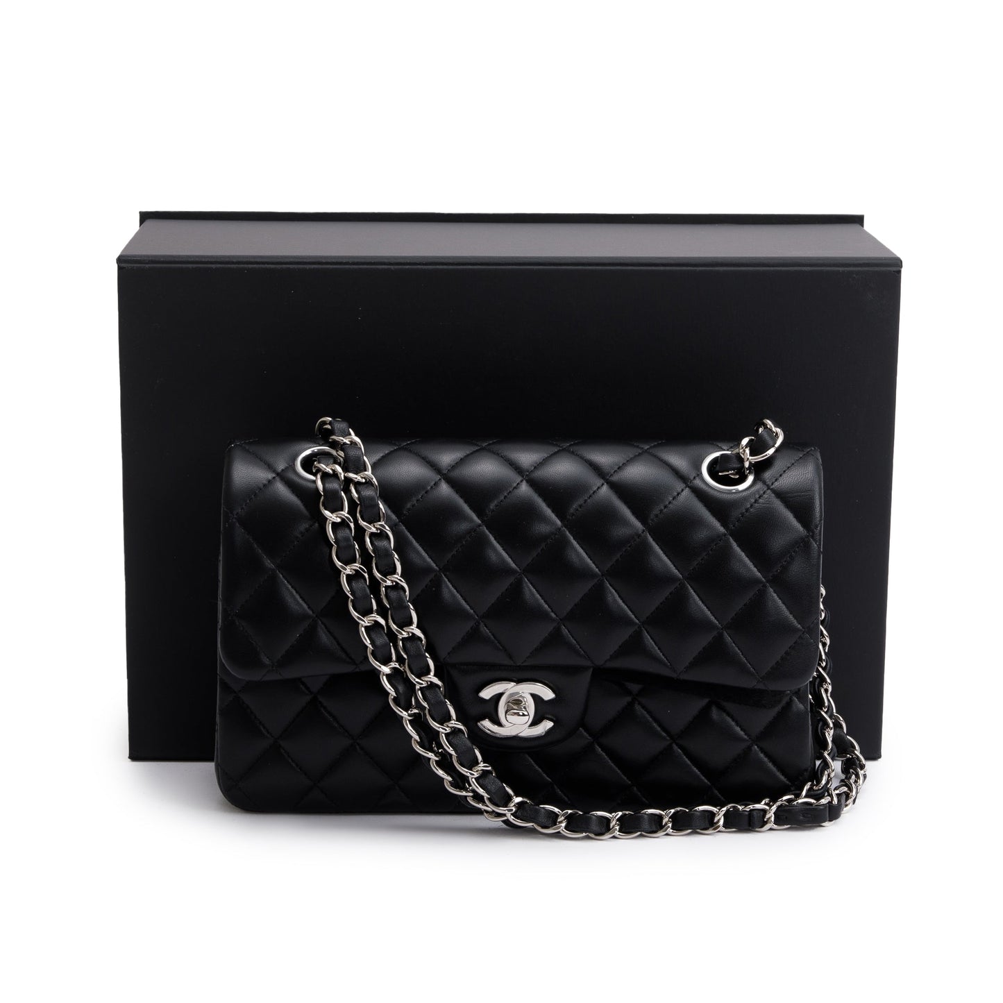Chanel 2021 Black Lambskin Classic Small Double Flap Bag