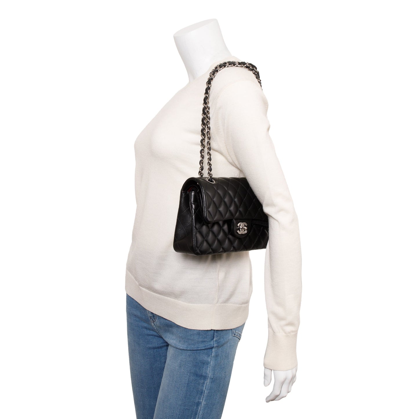 Chanel 2021 Black Lambskin Classic Small Double Flap Bag