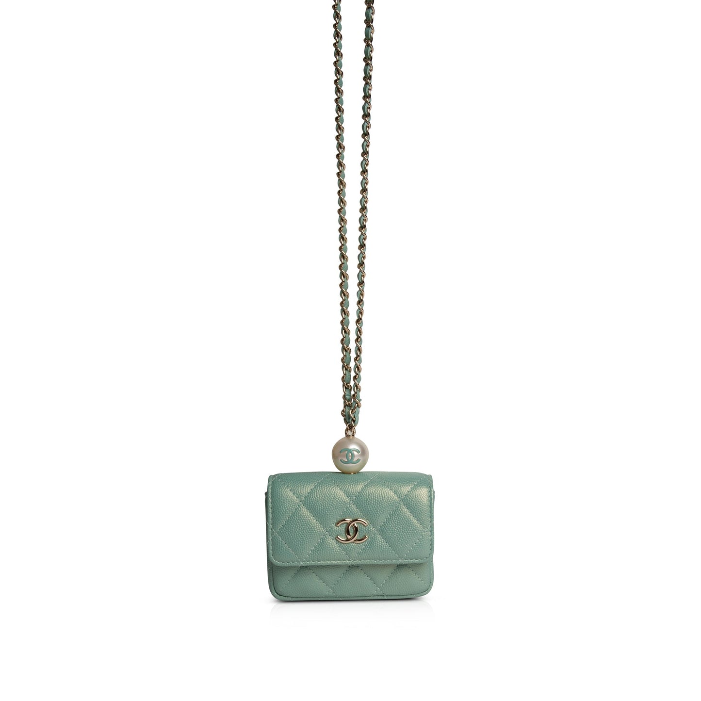 Chanel 2021 CC Pearl Coin Purse with Chain