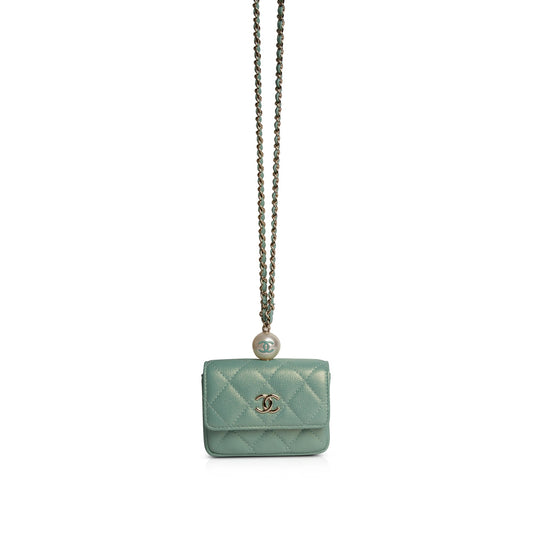 Chanel 2021 CC Pearl Coin Purse with Chain
