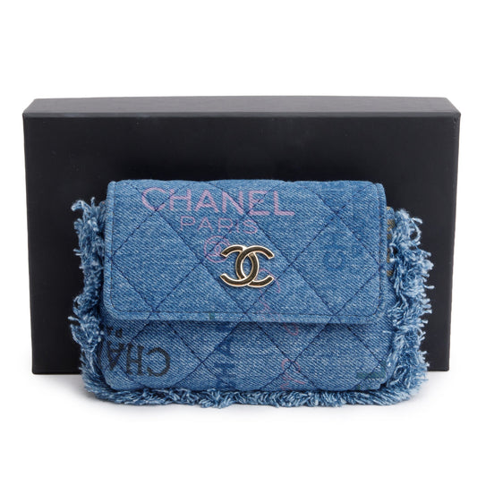 Chanel 2021 Denim Mood Clutch with Chain