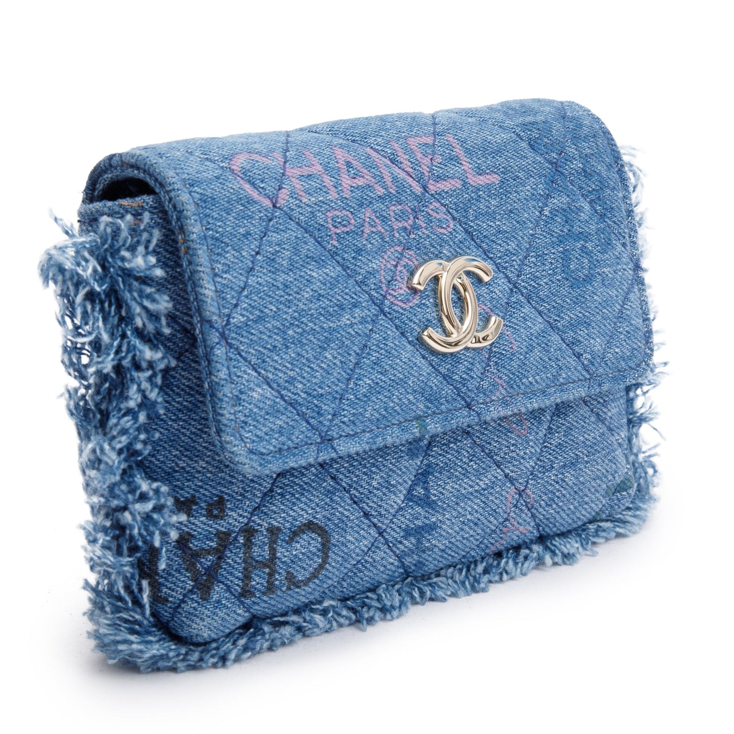 Chanel 2021 Denim Mood Clutch with Chain