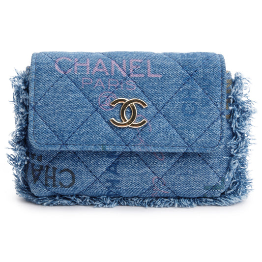 Chanel 2021 Denim Mood Clutch with Chain