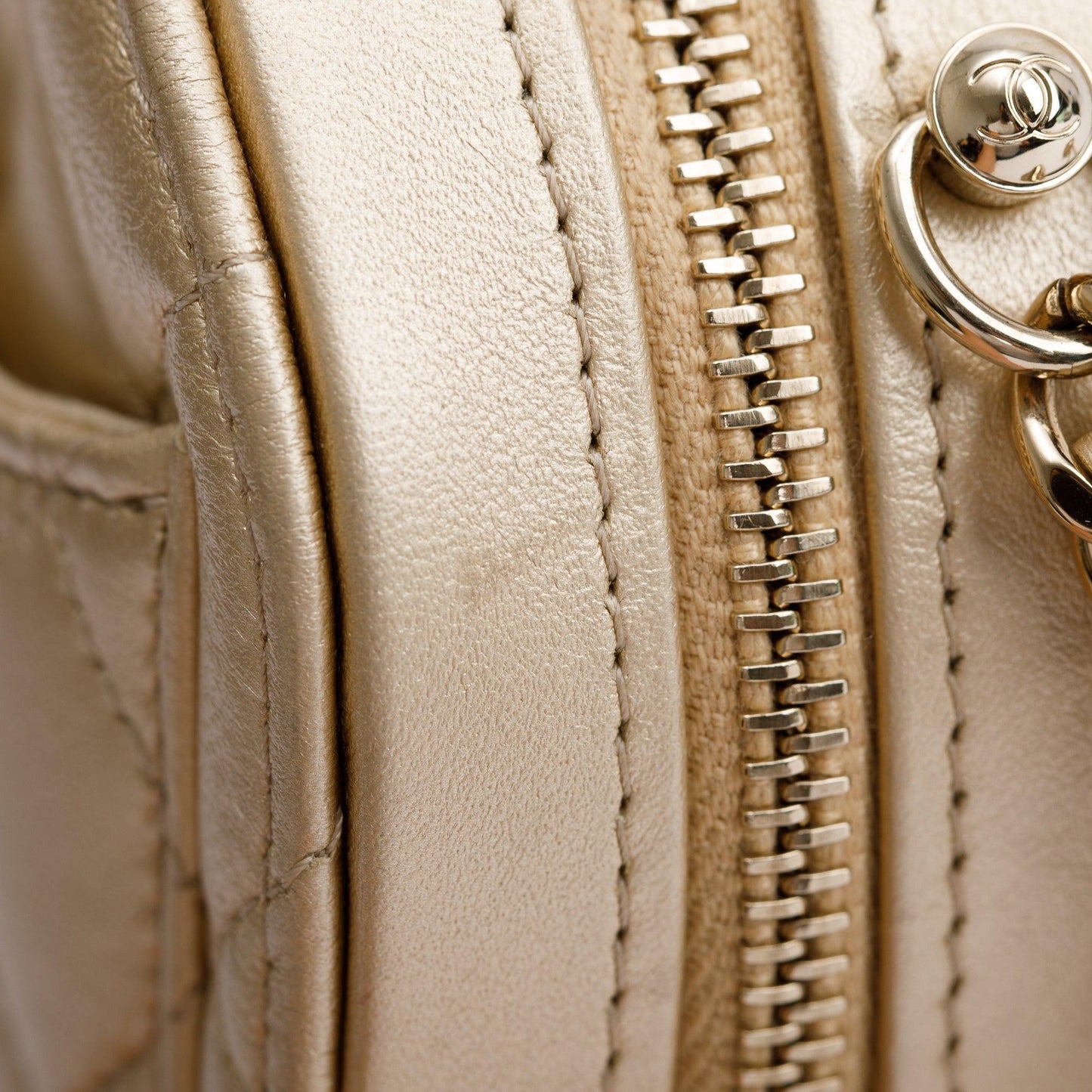 Chanel 2021 Gold Lambskin Leather Mini CC In Love Heart Bag