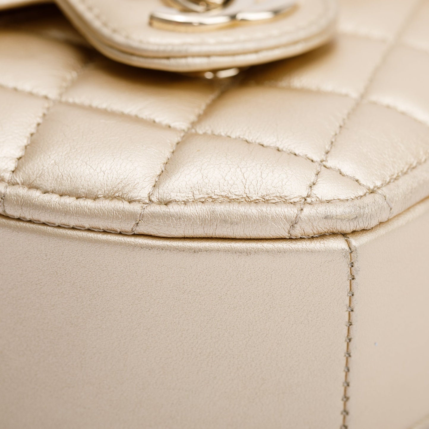 Chanel 2021 Gold Lambskin Leather Mini CC In Love Heart Bag