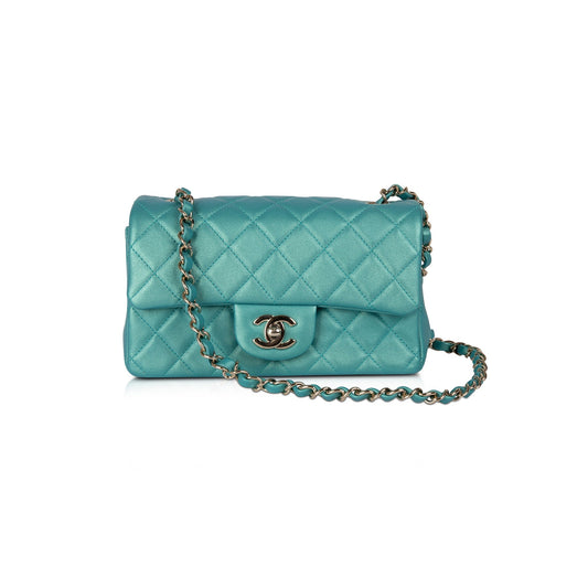 Chanel 2021 Green Iridescent Classic Mini Rectangular Flap Bag