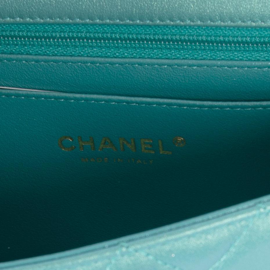 Chanel 2021 Green Iridescent Classic Mini Rectangular Flap Bag