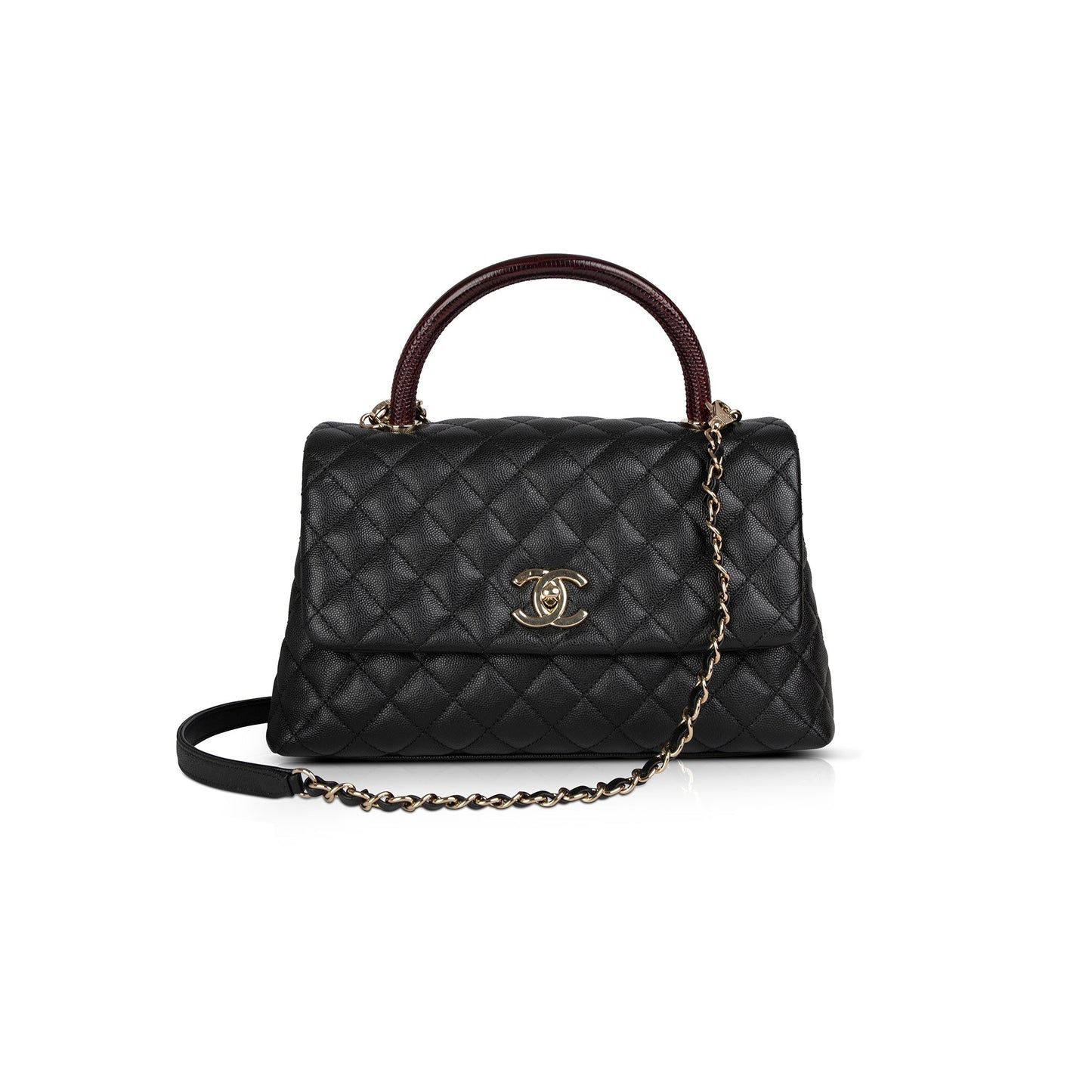 Chanel 2021 Medium Lizard-Trimmed Coco Handle Bag