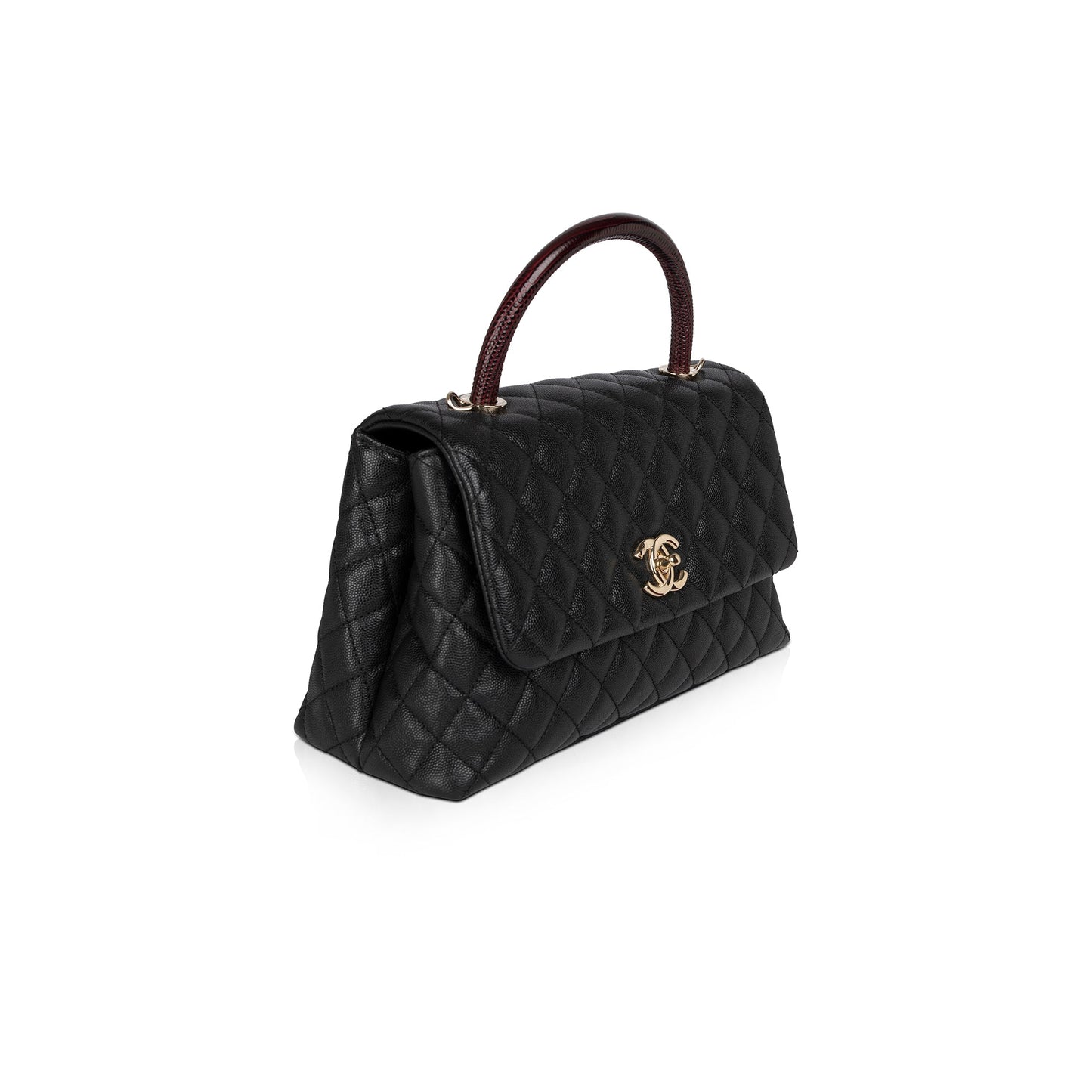 Chanel 2021 Medium Lizard-Trimmed Coco Handle Bag