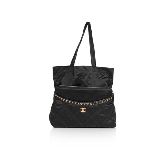 Chanel 2021 Nylon Grosgrain Lifestyle Pouch with Foldable Tote Bag