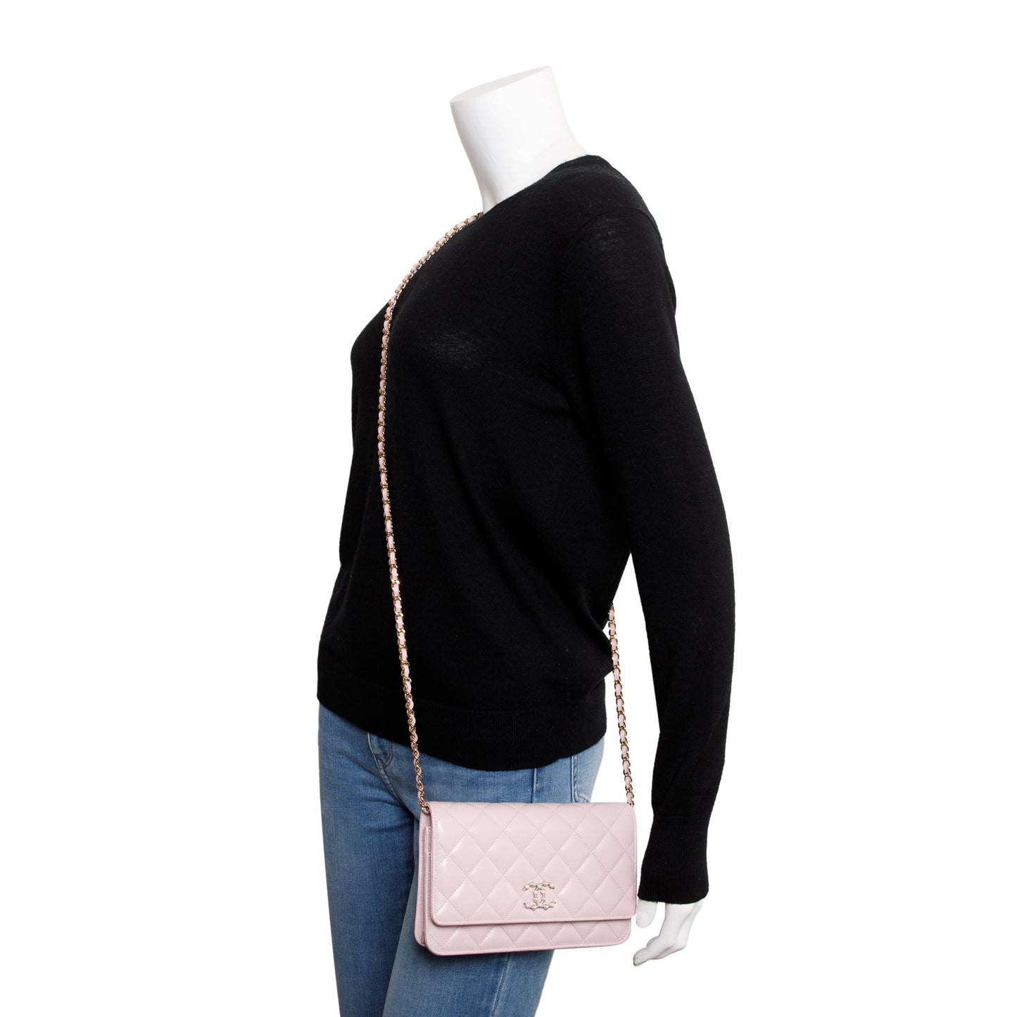 Chanel 2021 Pink Caviar Leather Coco Candy Wallet on Chain