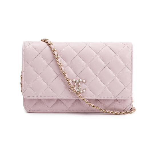 Chanel 2021 Pink Caviar Leather Coco Candy Wallet on Chain