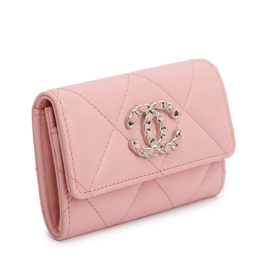 Chanel 2021 Pink Quilted Leather 19 Flap Wallet