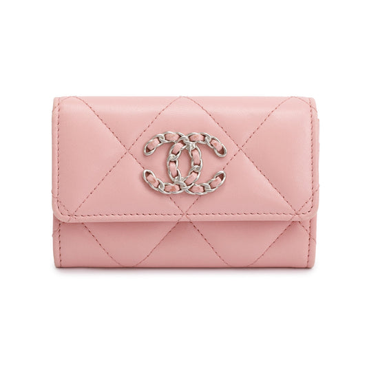 Chanel 2021 Pink Quilted Leather 19 Flap Wallet