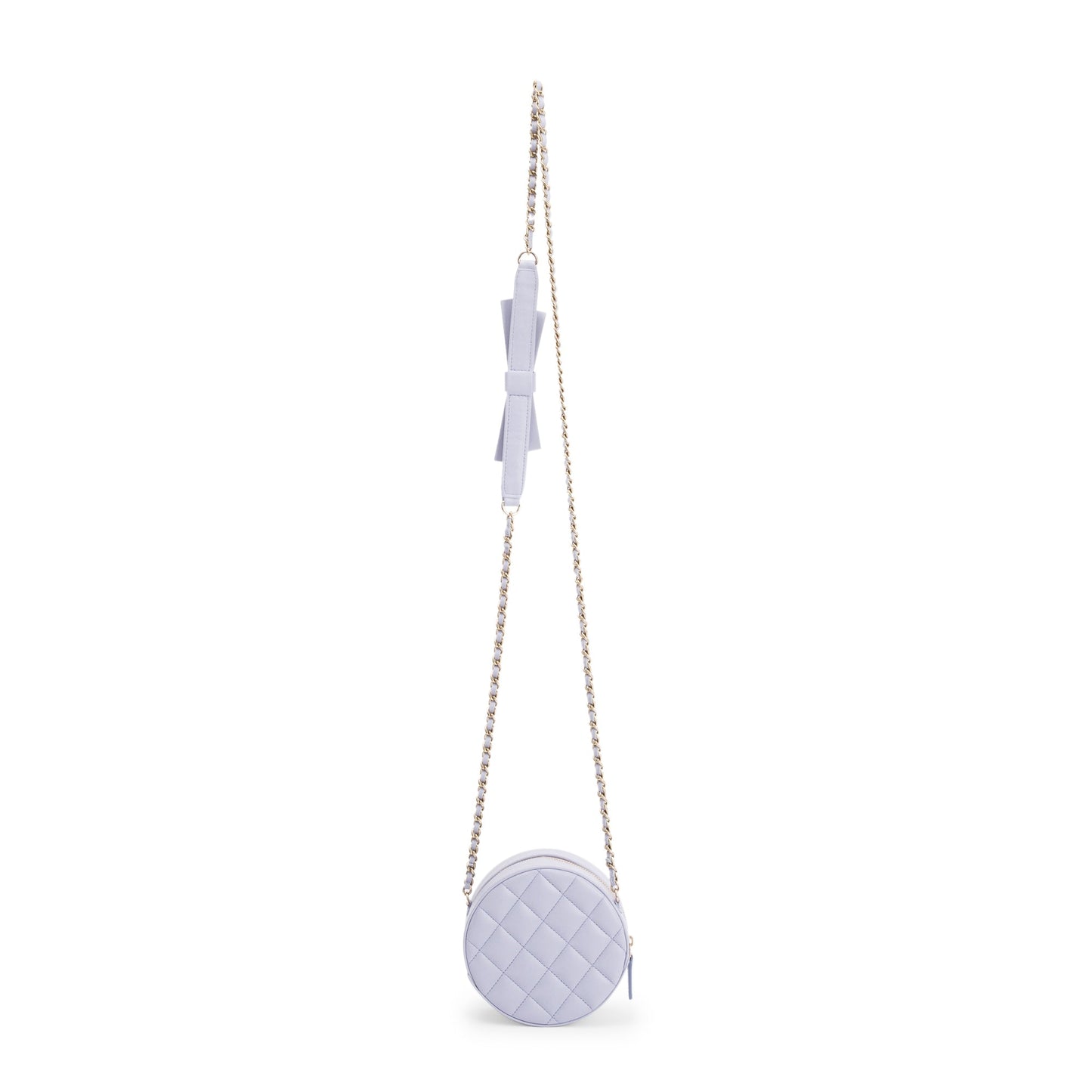 Chanel 2021 Purple Lambskin Bow Strap Round Chain Clutch