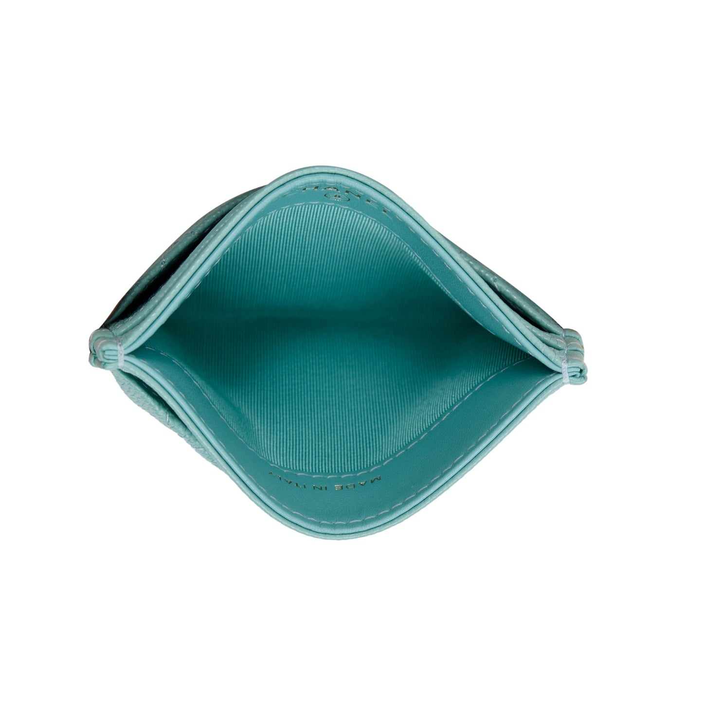 Chanel 2021 Tiffany Blue Caviar Leather Classic Card Holder