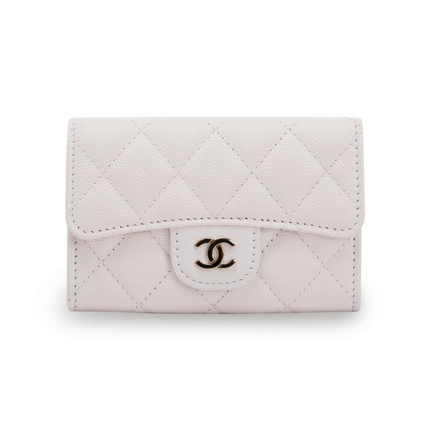 Chanel 2021 White Caviar Classic Flap Card Holder