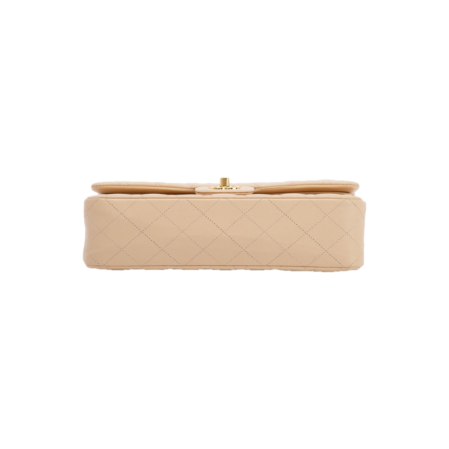 Chanel 2022 Beige Lambskin Classic Medium Double Flap Bag
