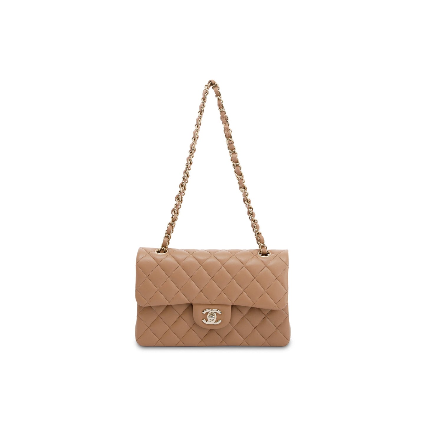 Chanel 2022 Beige Lambskin Small Classic Double Flap Bag