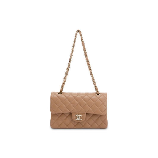 Chanel 2022 Beige Lambskin Small Classic Double Flap Bag