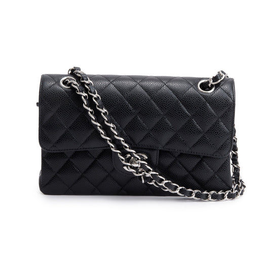 Chanel 2022 Black Caviar Classic Small Double Flap Bag
