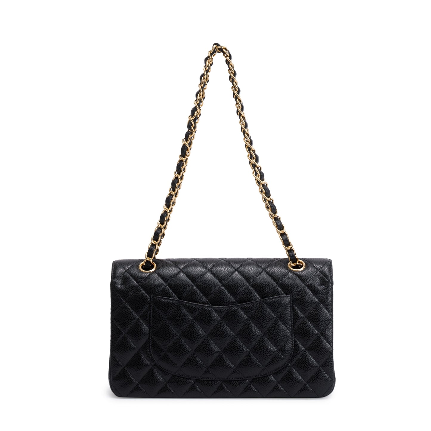 Chanel 2022 Black Caviar Leather Medium Classic Double Classic Flap Bag
