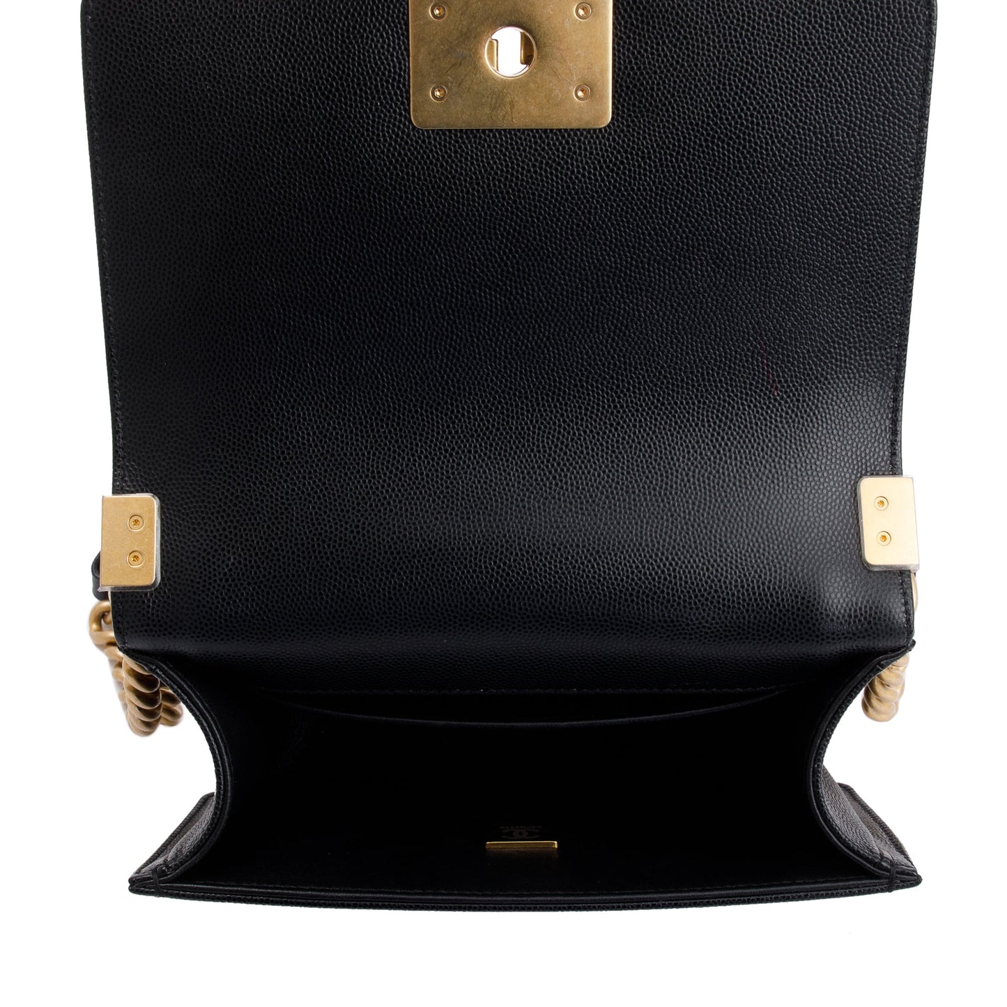 Chanel 2022 Black Caviar Leather Small Boy Bag
