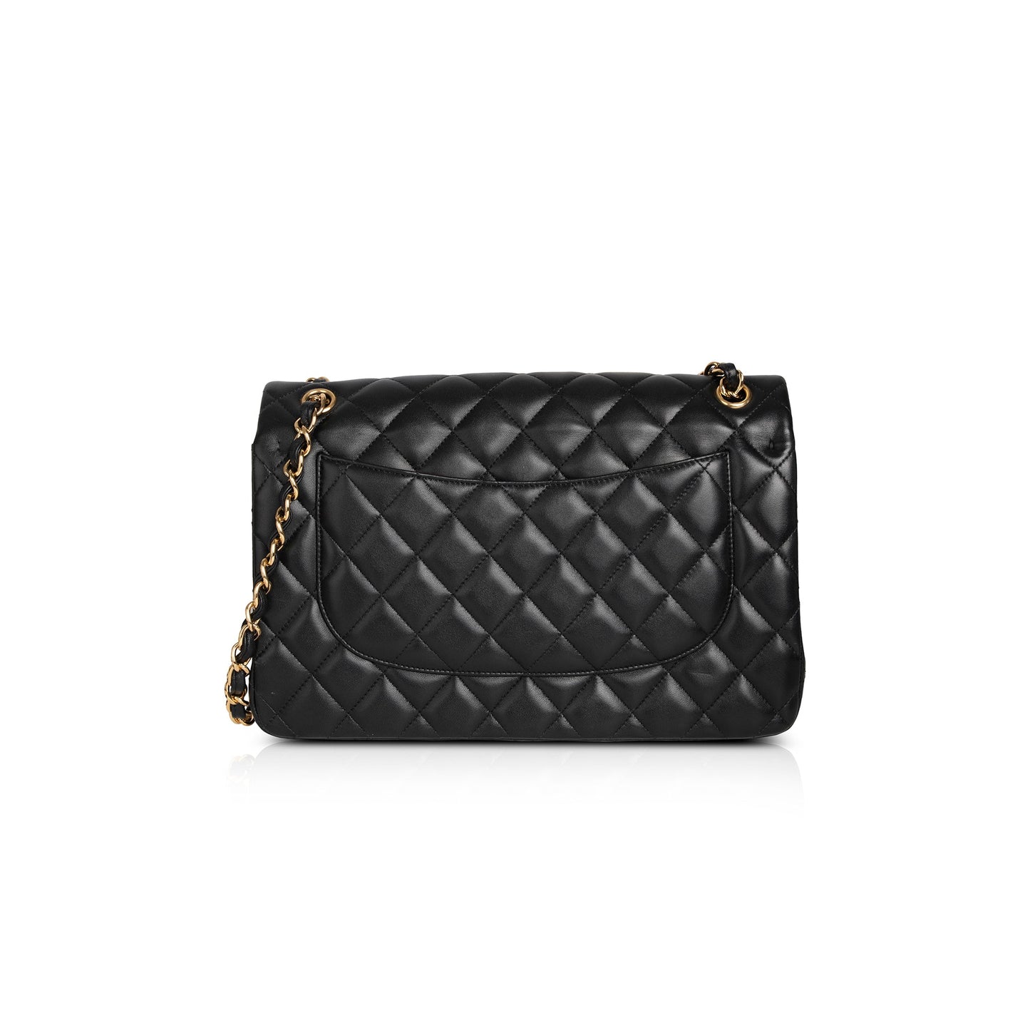 Chanel 2022 Black Lambskin Classic Jumbo Double Flap Bag