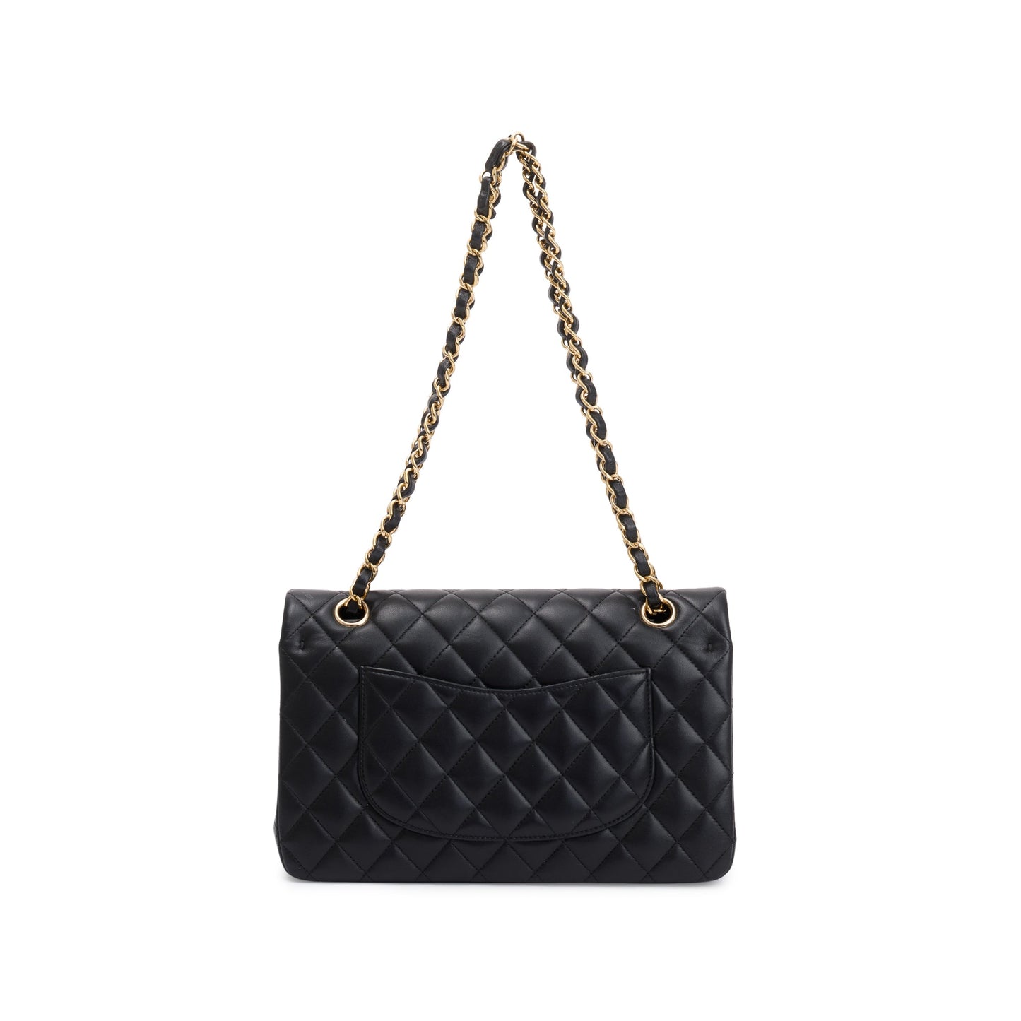 Chanel 2022 Black Lambskin Leather Classic Medium Double Flap Bag