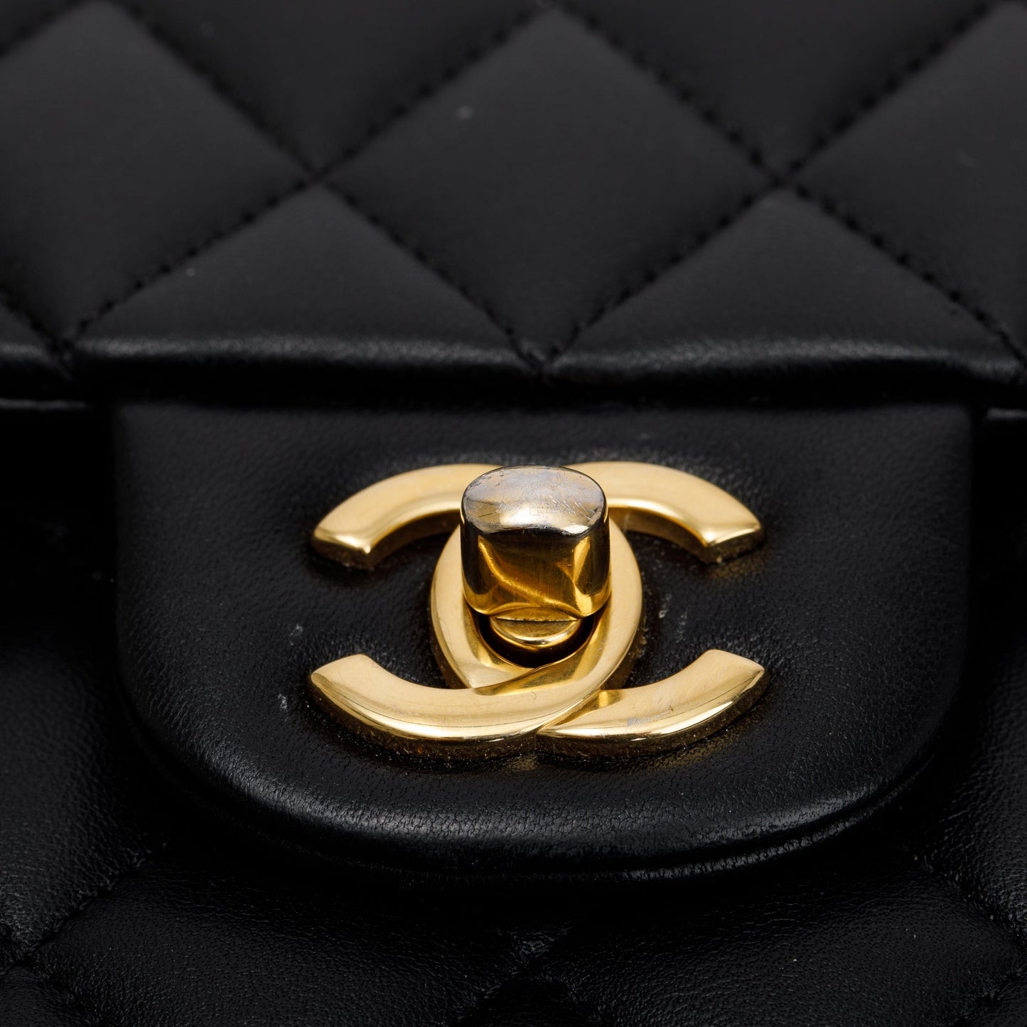 Chanel 2022 Black Lambskin Leather Classic Medium Double Flap Bag